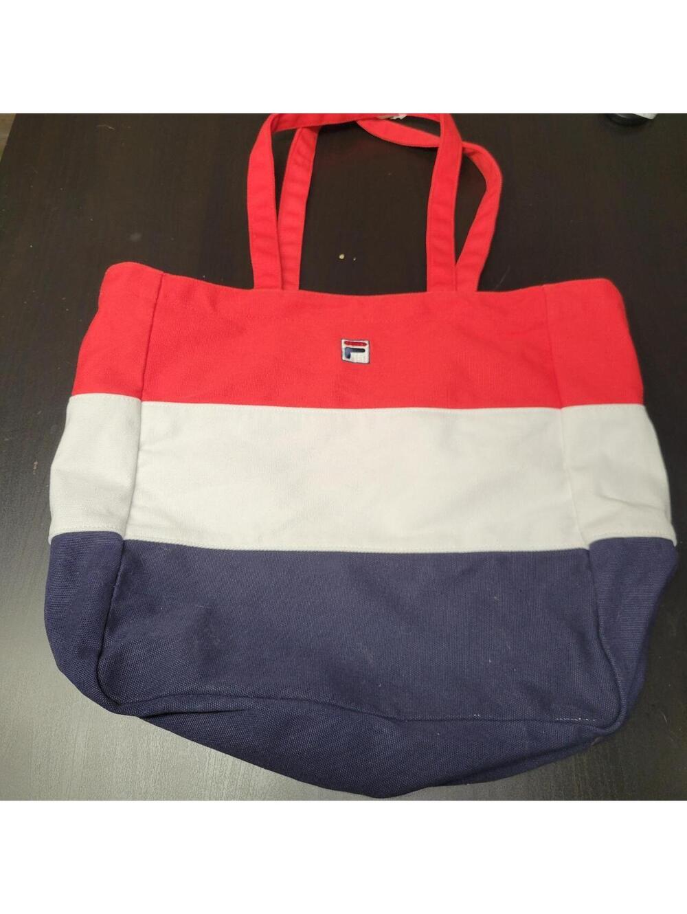 FILA Red White Navy Colorblock Tote Bag